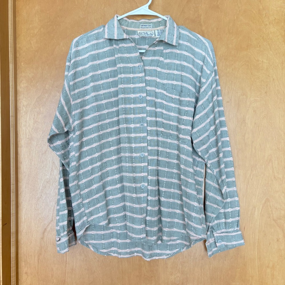 Angelique‎ Imports 1987 Vintage Checkered Textured Button Up Shirt Women's M